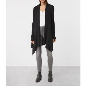 All Saints Keld Wool & Alpaca Cardigan in Cinder Black Marl Size Medium
